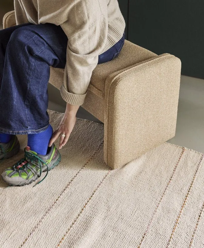 Banc en tissu beige 100x38x42cm Well - Hübsch