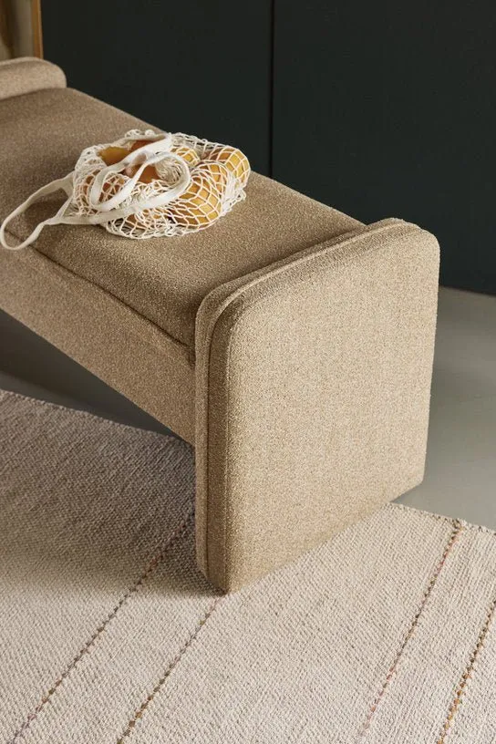 Banc en tissu beige 100x38x42cm Well - Hübsch