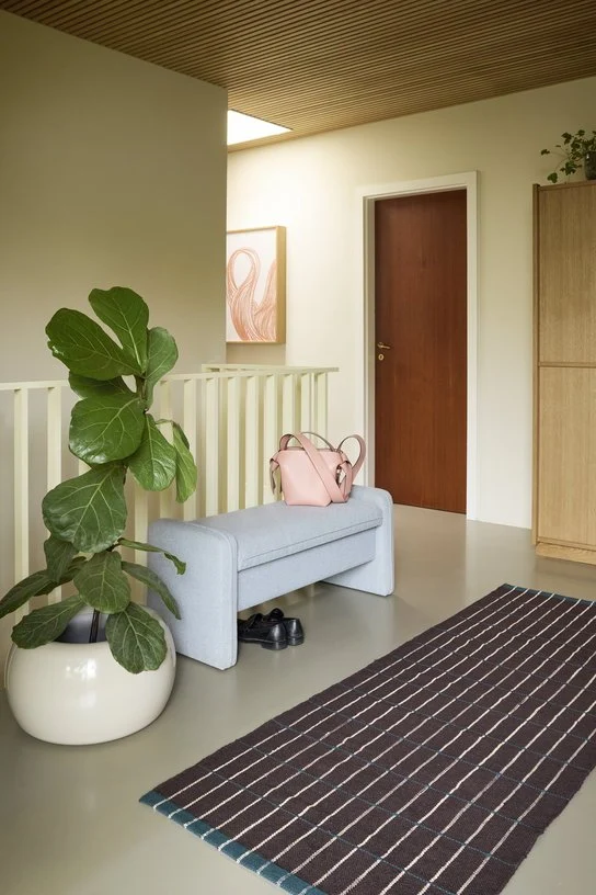 Banc en tissu bleu clair 100x38x42cm Well - Hübsch