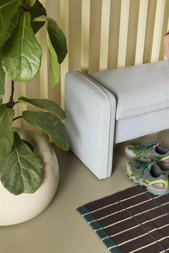 Banc en tissu bleu clair 100x38x42cm Well - Hübsch