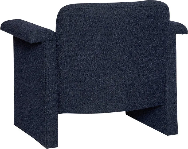 Fauteuil et repose pieds en tissu bouclette bleu foncé Softy - Hübsch