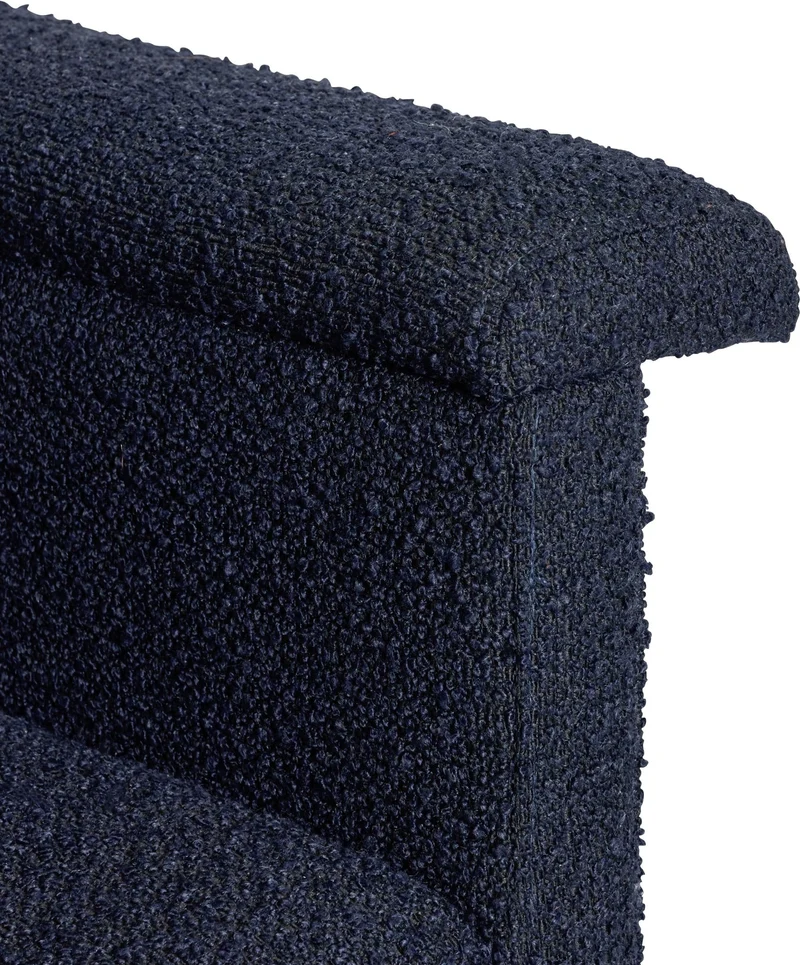 Fauteuil et repose pieds en tissu bouclette bleu foncé Softy - Hübsch