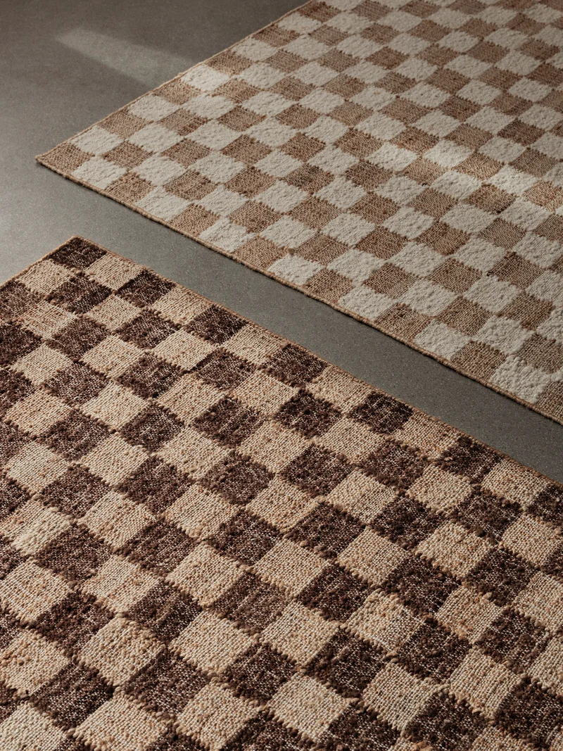 Ferm Living Check Wool Jute Teppich - 140 x 200 - Coffee/Natural