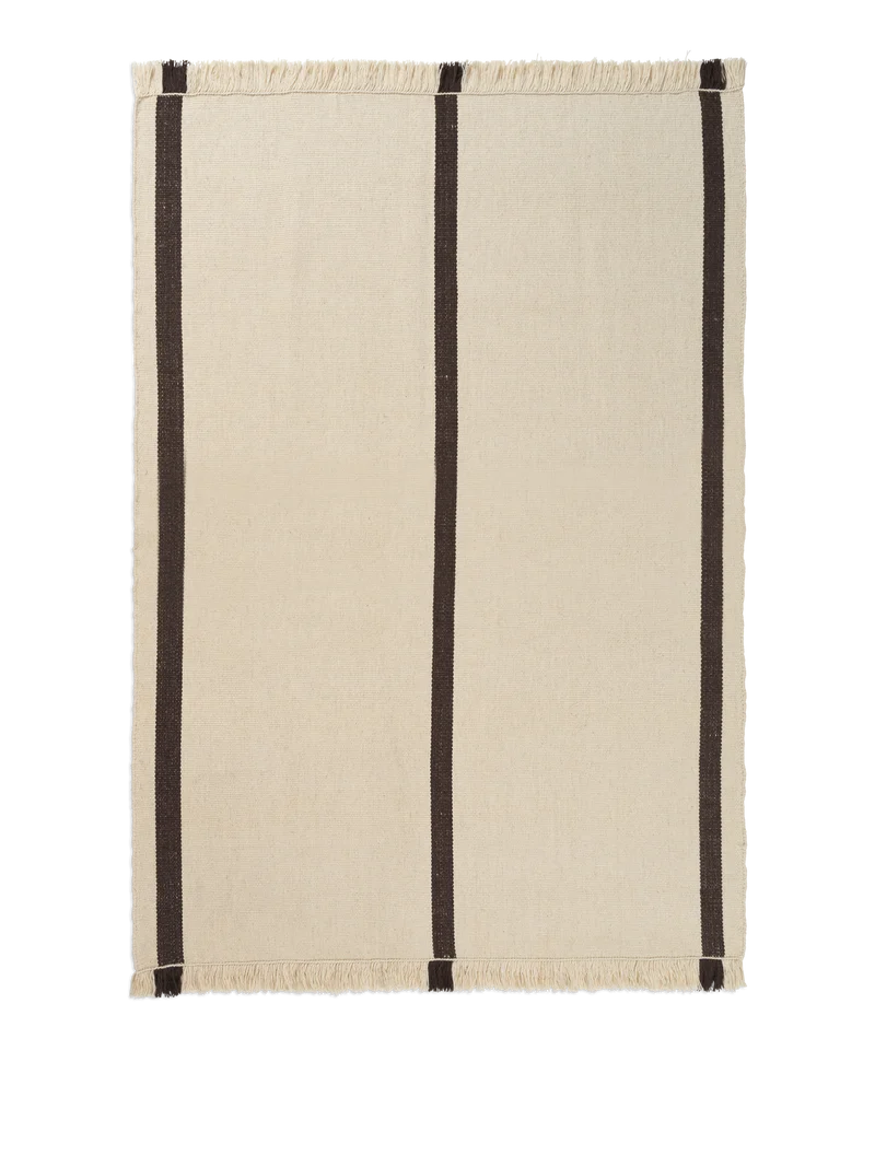 Ferm Living Calm Kelim Teppich - 140 x 200 - Off-white/Coffee
