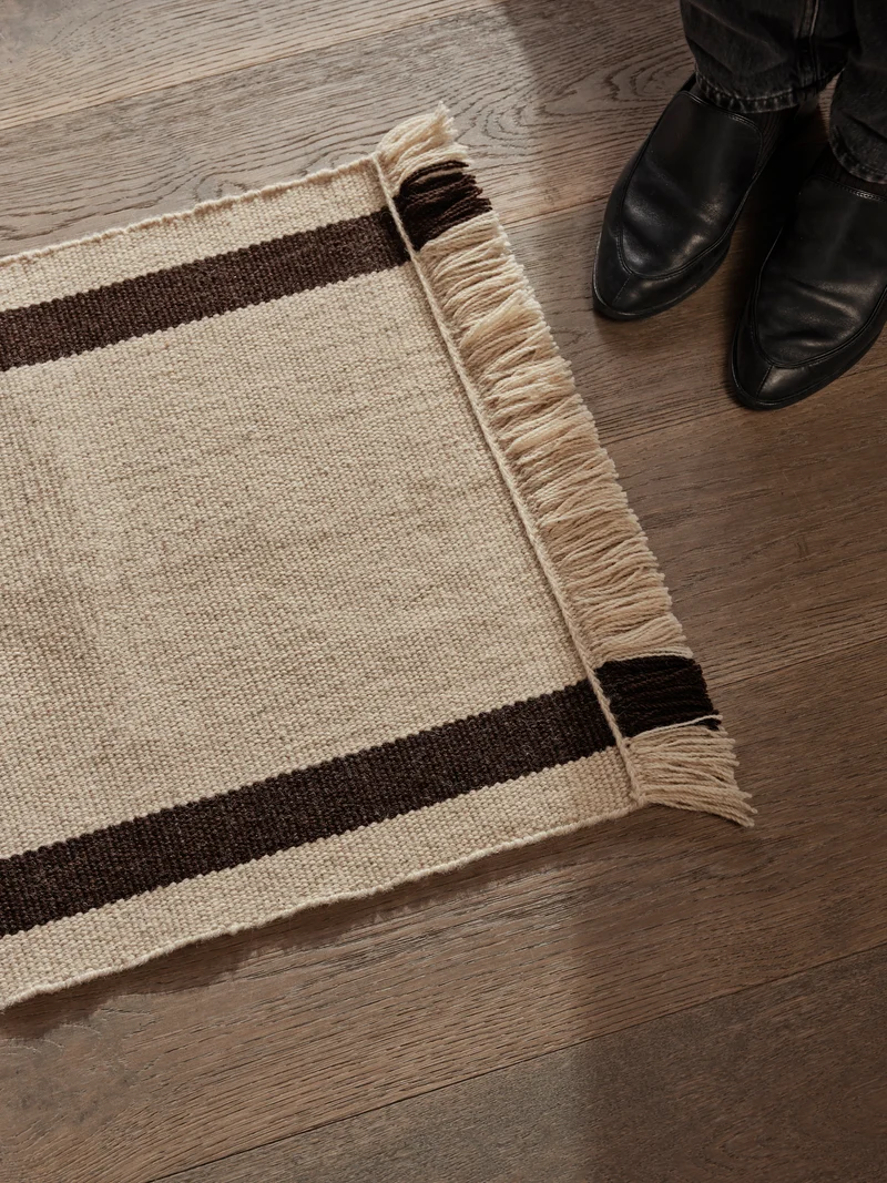 Ferm Living Calm Kelim Mat - 50 x 70 - Off-white/Coffee