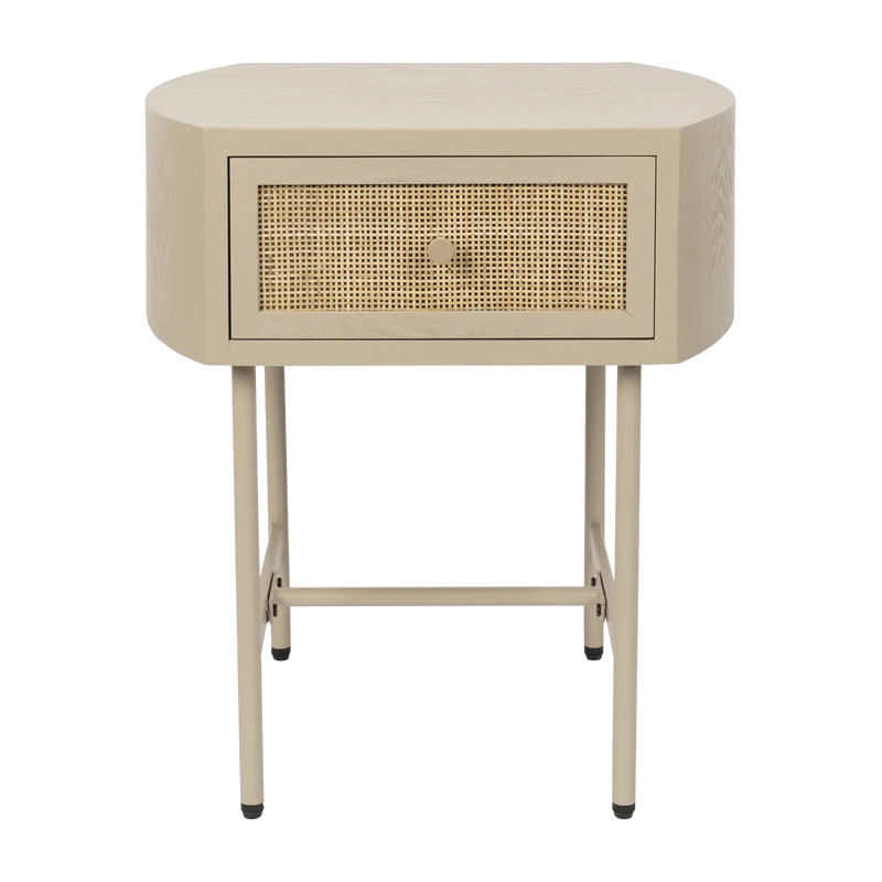 Table de chevet en bois et métal beige Sora - The Cool Republic