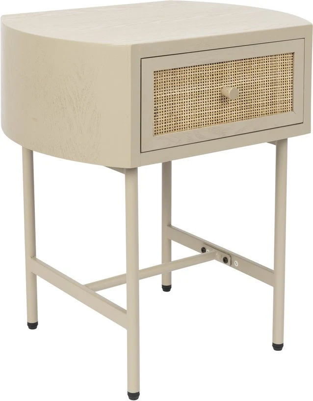 Table de chevet en bois et métal beige Sora - The Cool Republic