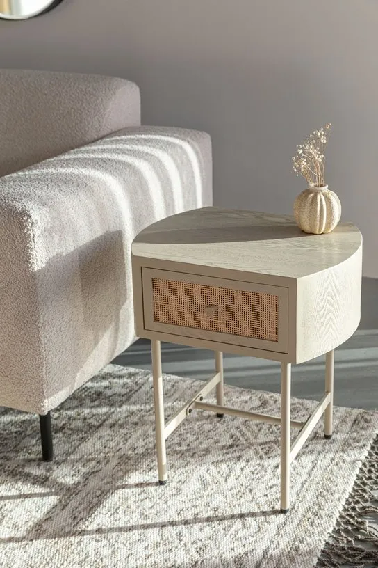 Table de chevet en bois et métal beige Sora - The Cool Republic