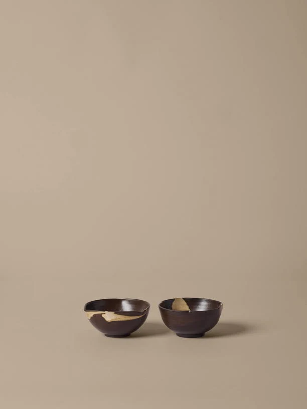 2 bols en grès émaillé marron 11,5x6cm Koyo - Ferm living