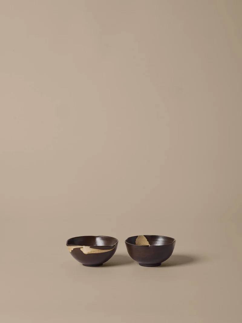 2 bols en grès émaillé marron 11,5x6cm Koyo - Ferm living