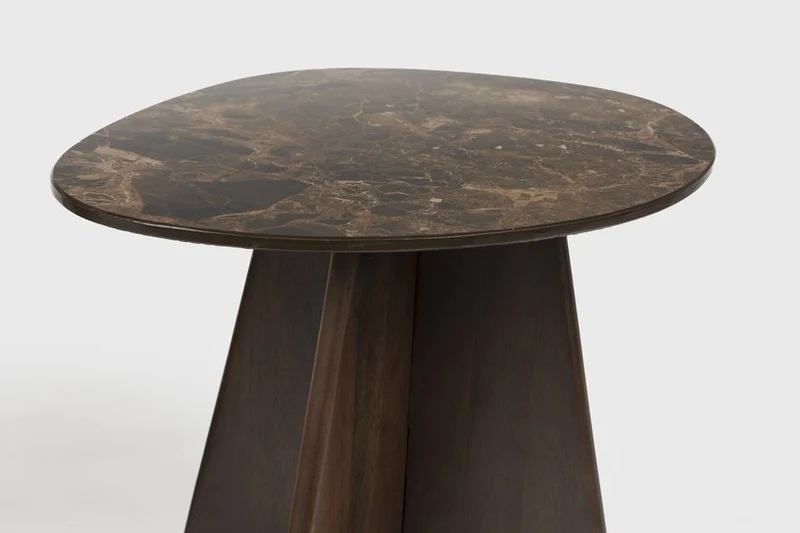 2 Tables d'appoint en bois de manguier et céramique marron Oréa - The Cool Republic
