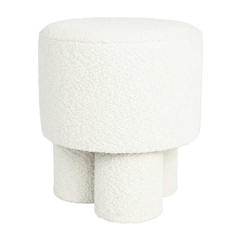 Tabouret rond en tissu blanc 40x44cm Lumo - The Cool Republic