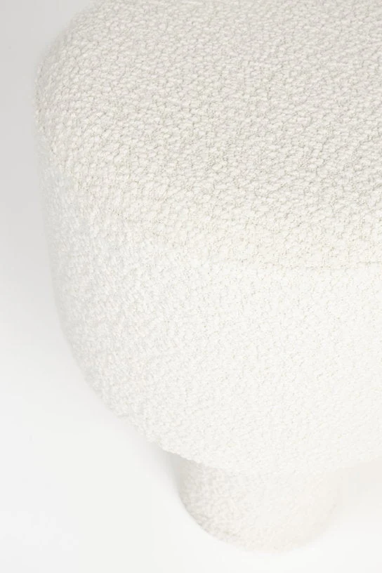 Tabouret rond en tissu blanc 40x44cm Lumo - The Cool Republic
