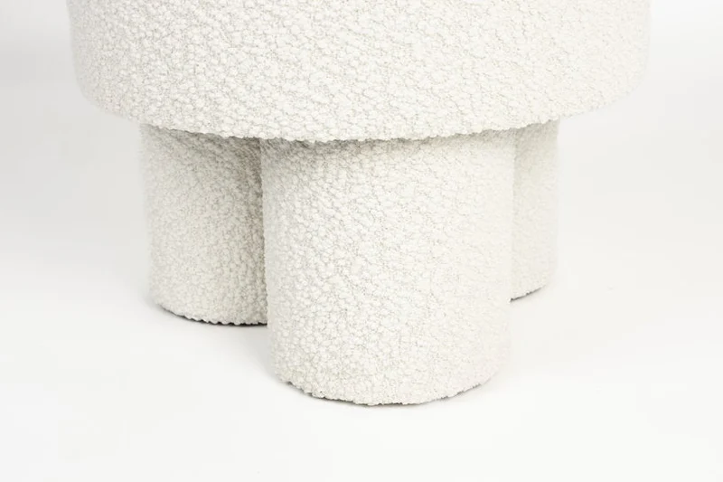 Tabouret rond en tissu blanc 40x44cm Lumo - The Cool Republic