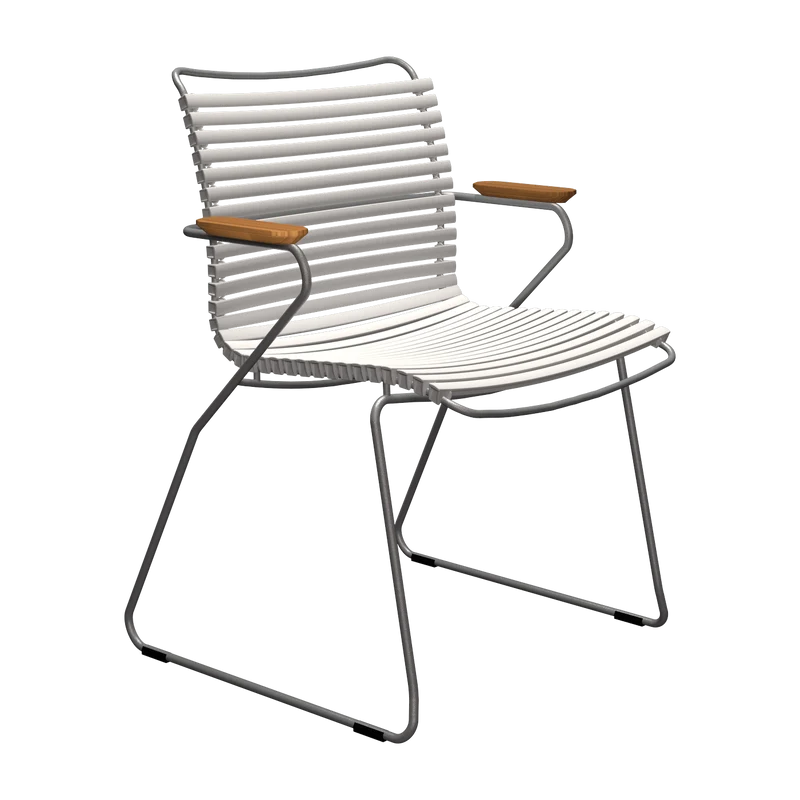 Chaise en métal et plastique blanc avec accoudoirs 60x90cm Click - Houe