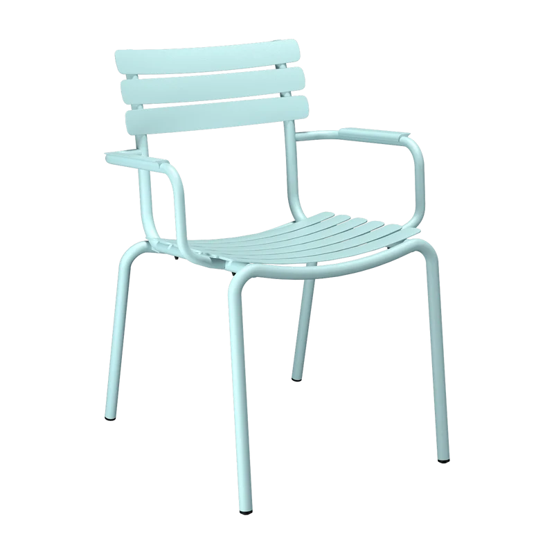 Chaise d'extérieur en aluminium bleu givré avec accoudoirs 59x63x82cm Alua - Houe