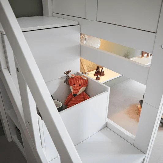 Lifetime Kidsrooms Original Hochbett 120 cm mit Treppe - 128 cm Whitewash