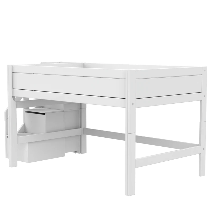 Lifetime Kidsrooms Original Hochbett 120 cm mit Treppe - 128 cm Whitewash