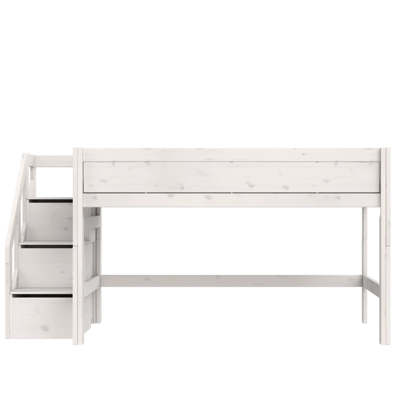 Lifetime Kidsrooms Original Hochbett 120 cm mit Treppe - 128 cm Whitewash