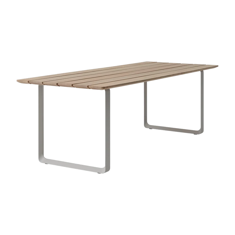 Table à manger de jardin rectangulaire en aluminium gris et acajou 225x90cm The 70/70 - Muuto