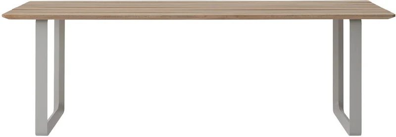 Table à manger de jardin rectangulaire en aluminium gris et acajou 225x90cm The 70/70 - Muuto