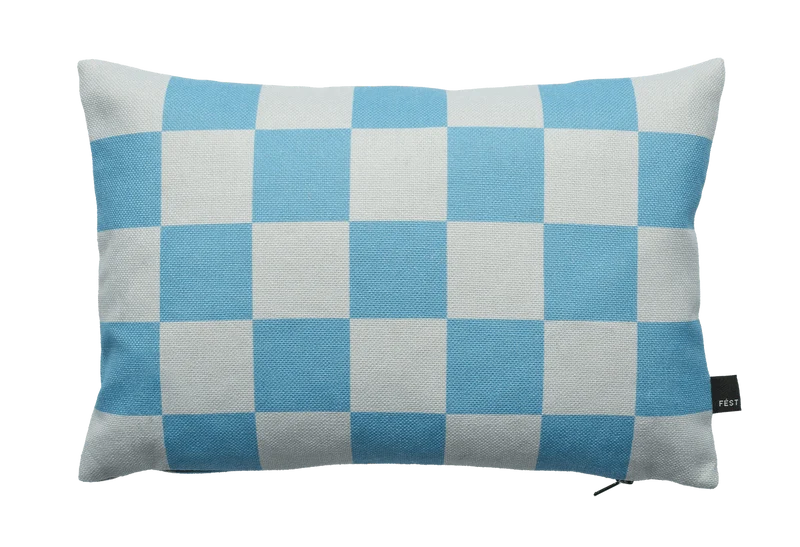 Coussin rectangulaire à carreaux en tissu bleu 30x45cm Striped - Fest Amsterdam