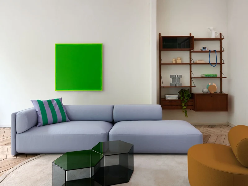 Coussin carré à rayures en tissu vert et violet 60x60cm Striped - Fest Amsterdam