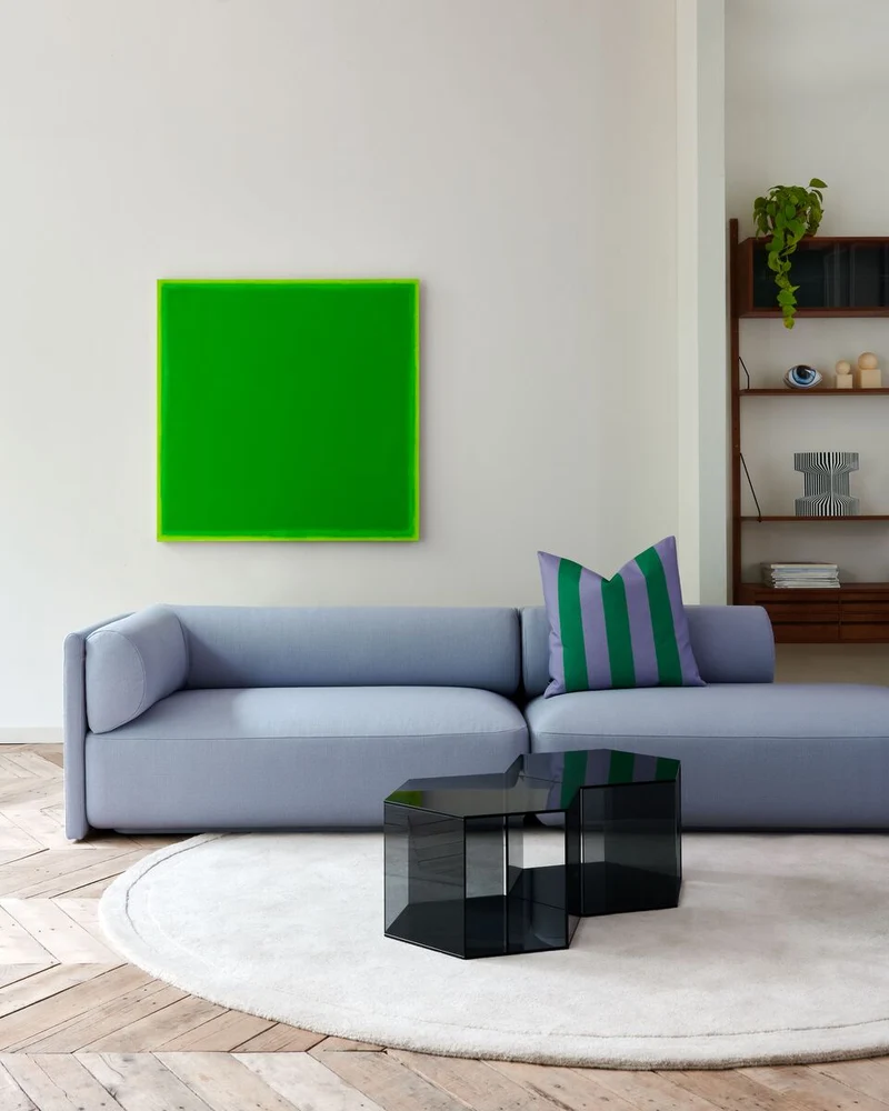 Coussin carré à rayures en tissu vert et violet 60x60cm Striped - Fest Amsterdam