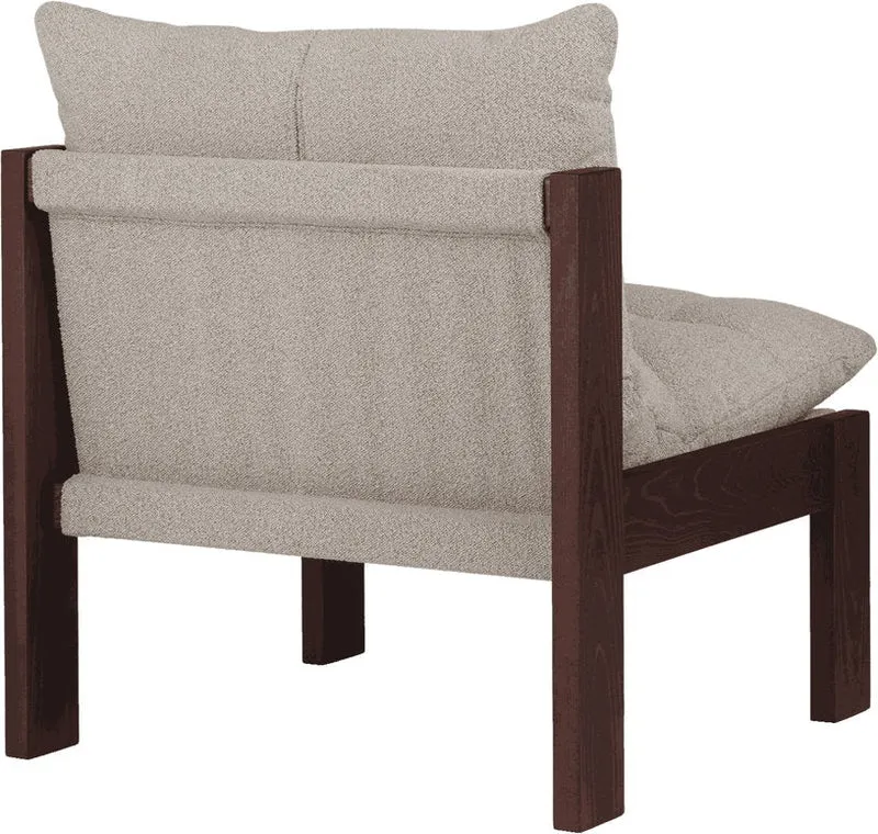 Fauteuil en tissu bouclé beige et bois de hêtre marron cacao Huno - noo.ma