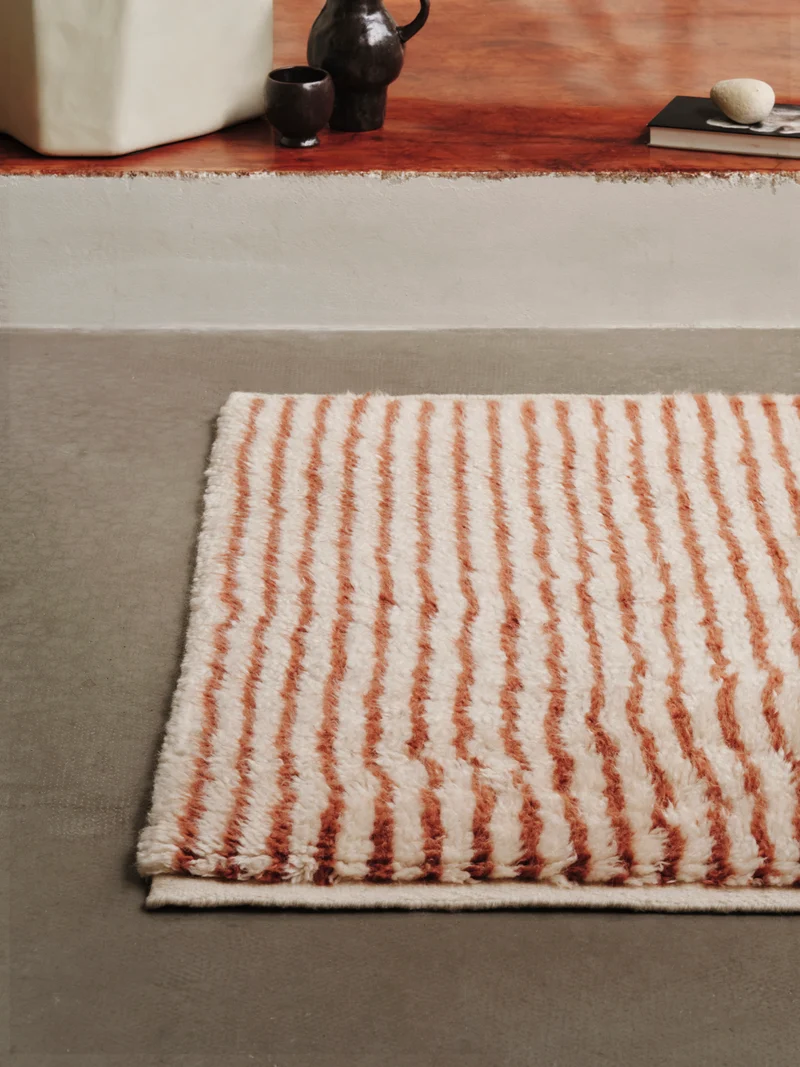Ferm Living Kami Knotted Teppich - 80 x 120 - Off-white/Red Brown