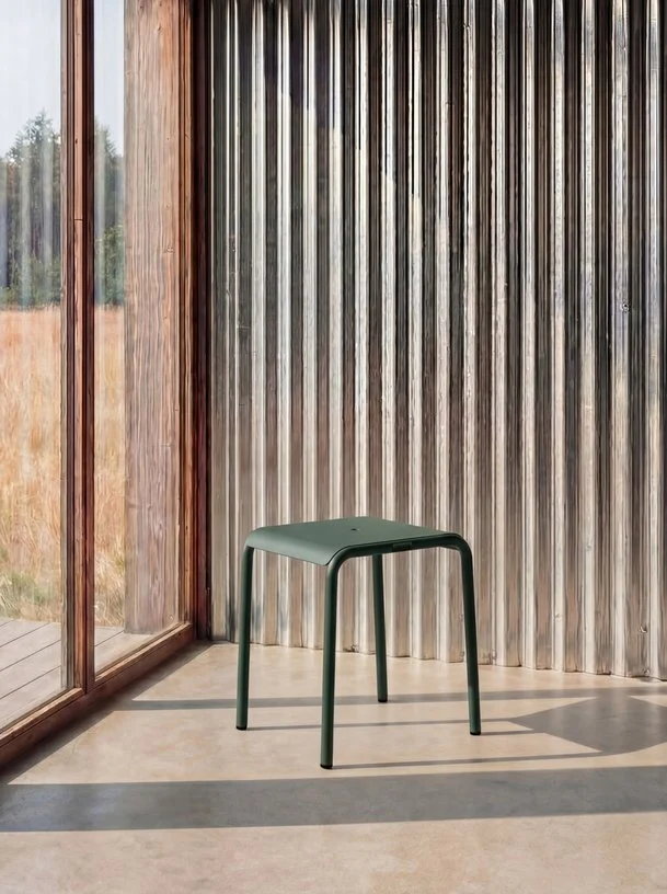 Tabouret de jardin en acier thermolaqué inoxydable vert forêt 42x40x45cm Panorama - TIPTOE