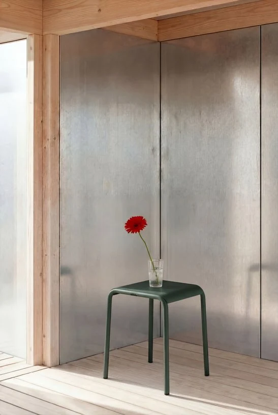 Tabouret de jardin en acier thermolaqué inoxydable vert forêt 42x40x45cm Panorama - TIPTOE
