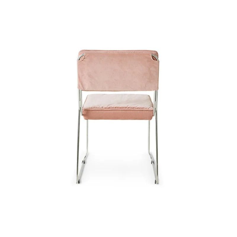 Chaise en velours rose et acier chromé Endless - HKLiving