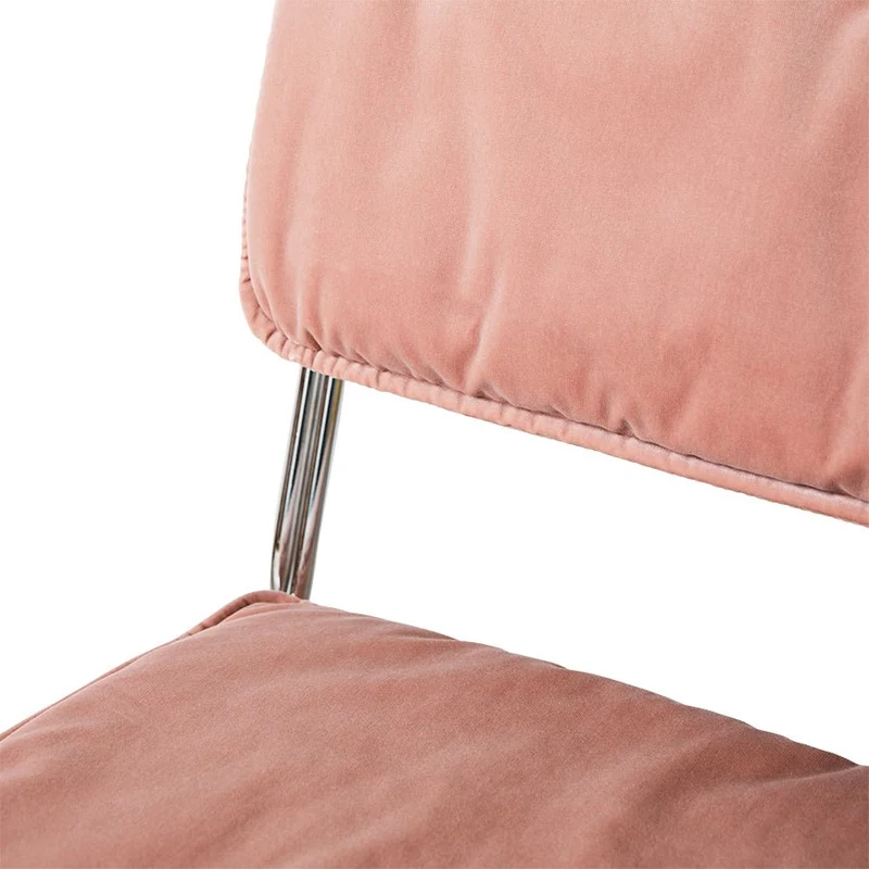 Chaise en velours rose et acier chromé Endless - HKLiving