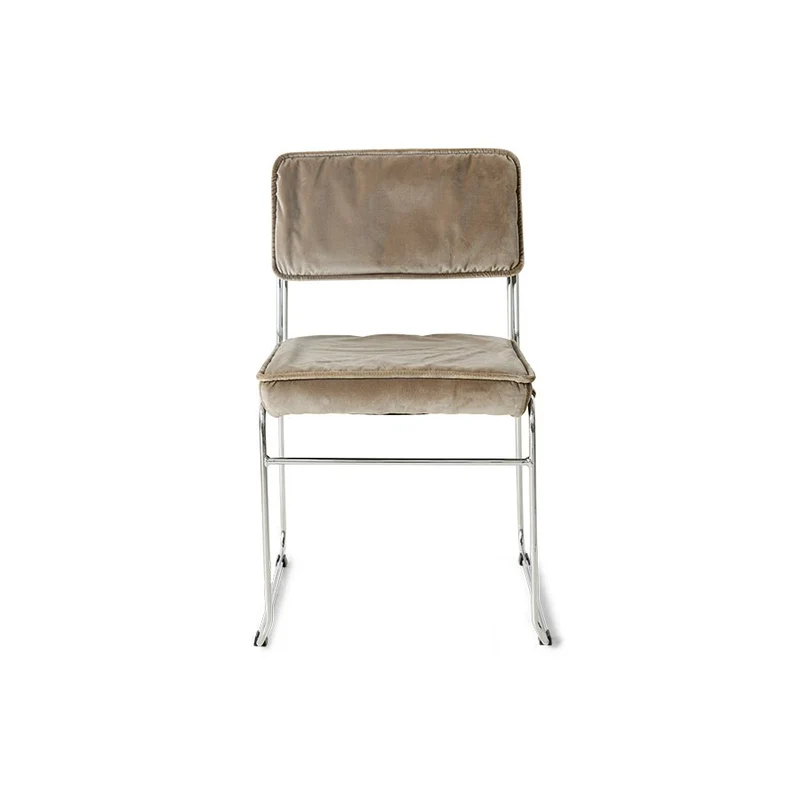 Chaise en velours marron et acier chromé Endless - HKLiving