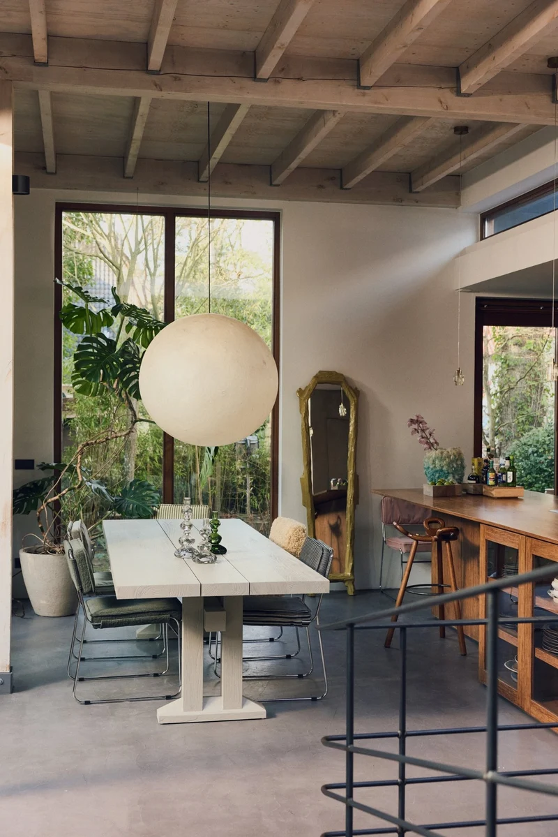 Chaise en tissu vert et acier chromé Endless - HKLiving