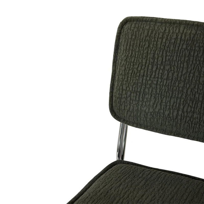 Chaise en tissu vert et acier chromé Endless - HKLiving