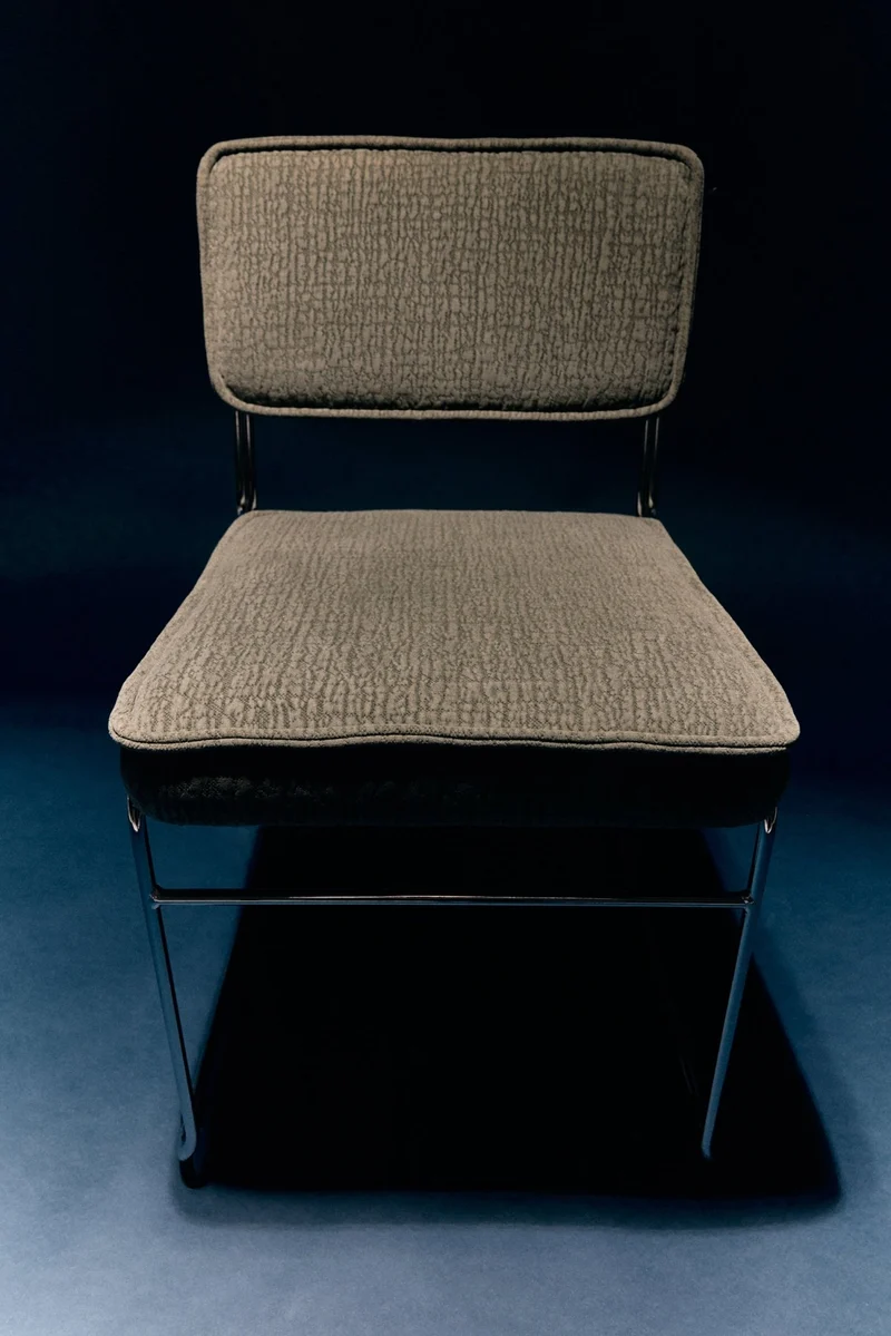 Chaise en tissu vert et acier chromé Endless - HKLiving