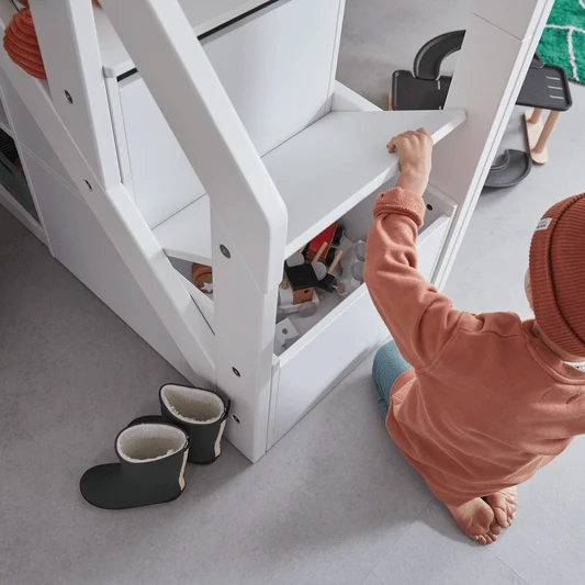 Lifetime Kidsrooms Hochbett mit Treppe 128 cm - Breeze Weiss
