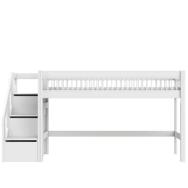 Lifetime Kidsrooms Hochbett mit Treppe 128 cm - Breeze Weiss