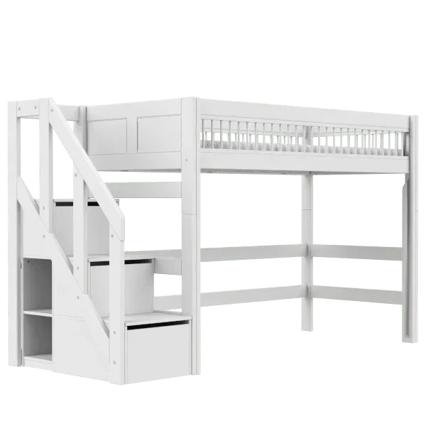 Lifetime Kidsrooms Hochbett mit Treppe 152 cm - Breeze Weiss