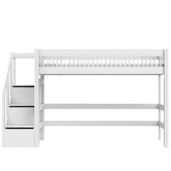 Lifetime Kidsrooms Hochbett mit Treppe 152 cm - Breeze Weiss
