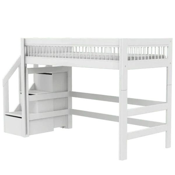 Lifetime Kidsrooms Hochbett mit Treppe 152 cm - Breeze Weiss