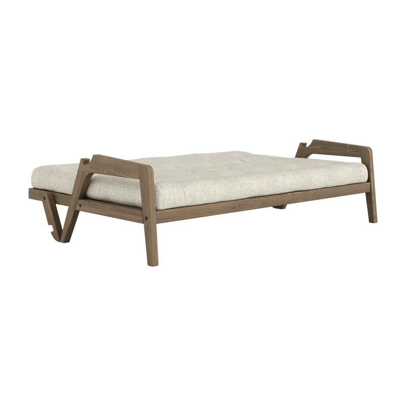Canapé convertible en pin foncé avec son matelas futon soft chalk Grab - Karup Design