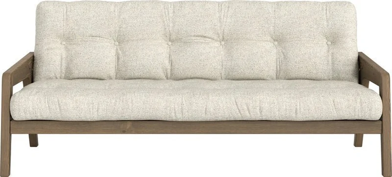 Canapé convertible en pin foncé avec son matelas futon soft chalk Grab - Karup Design