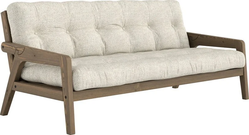 Canapé convertible en pin foncé avec son matelas futon soft chalk Grab - Karup Design