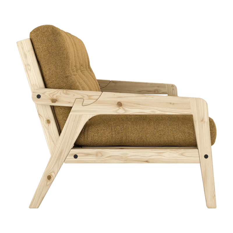 Canapé convertible en pin avec son matelas futon golden ochre Grab - Karup Design