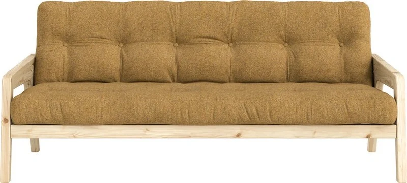 Canapé convertible en pin avec son matelas futon golden ochre Grab - Karup Design