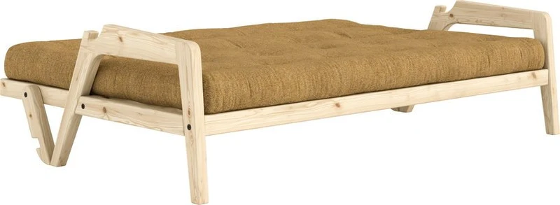 Canapé convertible en pin avec son matelas futon golden ochre Grab - Karup Design