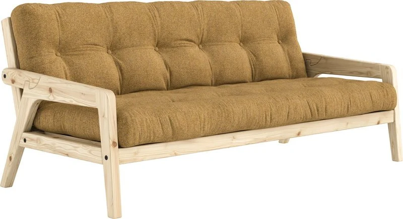 Canapé convertible en pin avec son matelas futon golden ochre Grab - Karup Design